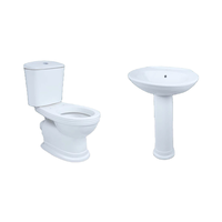 Ensemble WC monobloc moderne à poser au sol, à double chasse, avec siphon en P/S, cuvette en céramique et fonction de lavage des fesses, pour salles de bain résidentielles et hôtelières