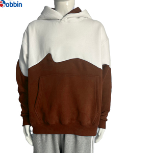 Sweat-shirt à capuche essentiel surdimensionné à manches longues pour homme, imprimé numérique, bicolore, coupe ample, épaules tombantes, personnalisable - Product Image 3