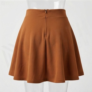 Minifalda de Mujer con Cintura Elástica, Corte en A, Color Sólido, Plisada, Informal, para Todas las Temporadas, Tejido de Punto de Poliéster y Spandex - Product Image 2
