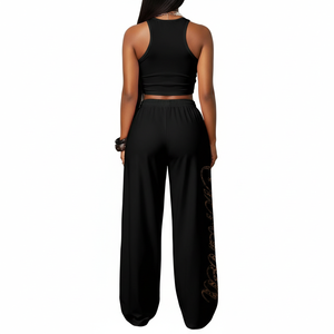 Conjunto de Dos Piezas de Ropa Urbana de Verano para Mujer, Top Corto y Pantalones Jogger, Chándal con Estampado Gráfico Personalizado Ecológico, Venta al Por Mayor - Product Image 2