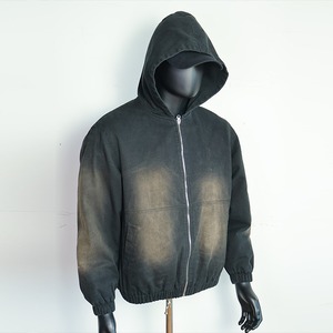 Sweat à capuche court de luxe personnalisé pour homme, style Hip Hop, coupe oversize, 100% Coton respirant, épaules tombantes, coupe carrée, uni - Product Image 4