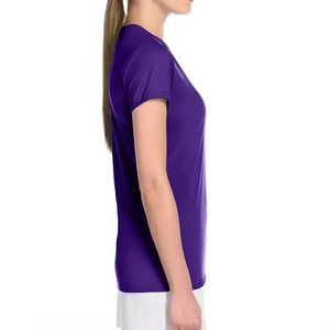 T-shirt femme respirant, 100% coton, uni, col rond, noir, manches courtes, t-shirt décontracté pour femme - Product Image 6