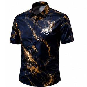 Chemise décontractée imprimée pour homme de qualité supérieure avec motif moderne sur toute la surface, tissu en mélange de coton respirant, coupe classique pour un usage quotidien - Product Image 1