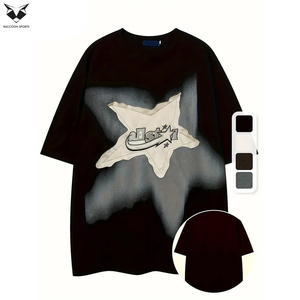 100% Cotton Men's T-<b>shirts</b> Casual Summer Star <b>Patchwork</b> T-<b>Shirt</b> Relaxed Fit, Round Neck Tee With Unique Geometric Design - Product Image 2