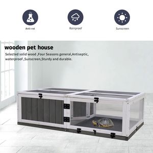 Terrario de Madera Impermeable de 43 Pulgadas para Reptiles con Bandeja de Actividades, Jaula Pequeña para Animales de Interior y Exterior, Casa para Tortugas - Product Image 6
