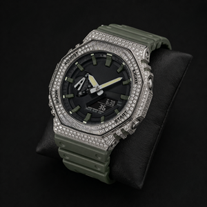 Reloj de Lujo con Diamantes Incrustados, Esfera Verde, Brazalete de Acero Inoxidable, Elegante Reloj de Vestir, Accesorio de Moda Premium para la Muñeca - Product Image 1