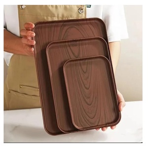 Bandeja Rectangular de Madera Ecológica para Bebidas con Diseño Moderno y Patrón Escénico, Función Móvil para Catering y Suministros de Cocina - Product Image 5