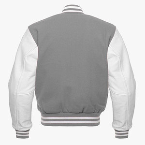 Chaqueta de Béisbol Estilo Varsity, Cuerpo de Lana Gris y Mangas de Cuero Dorado, Cuello Alto, Estilo Casual - Product Image 4