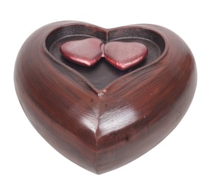 Heart Shape American Style Cremation Urn WOODEN FINISH with Gold Hearts Customizable Designs for Adult - Product Image 2