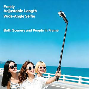 Trépied perche à selfie compact tout-en-un avec lumière d'appoint intégrée 3 couleurs, conception de rangement cylindrique dissimulée, portable pour le vlogging - Product Image 3