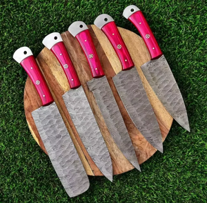 Juego de Cuchillos de Cocina Premium de Damasco, Ambidiestros, con Mango de Madera Sostenible, Afilados para Carne, Frutas y Verduras - Uso Profesional - Product Image 3