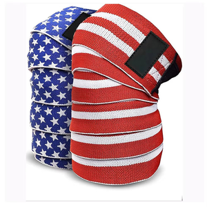 High Quality Red White <b>Polyester</b> Lightweight Professional Protection Adjustable Comfortable Non-Slip Knee Wraps for Workout - Product Image 1
