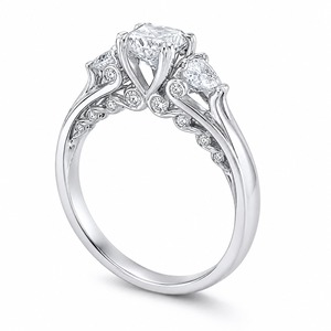 Anillo de compromiso de plata 925 de calidad premium con diamante de corte brillante redondo y engaste de puntas para mujer - Product Image 2