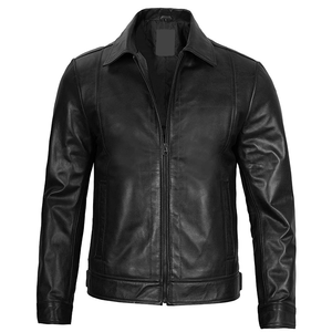 2026 OEM Hot Selling Black Cowhide Leather <b>Jacket</b> For Men's Zipper Pockets 100%High Quality Low MOQ Winter <b>Heated</b> Fashion <b>Jacket</b> - Product Image 6