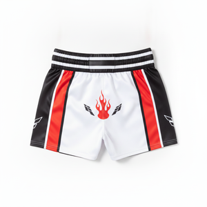 Shorts d'arts martiaux avec imprimé flamme, séchage rapide, coupe classique, unisexe adulte, design imprimé par sublimation - Product Image 3