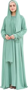Abaya pour femmes, robe hijab à manches longues, longueur au sol, couleur unie, robe modeste légère, tenue quotidienne, style Moyen-Orient - Product Image 6