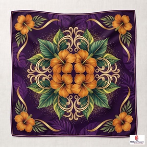 Premium Womens Printed <b>Silk</b> <b>Scarf</b> Lightweight <b>Square</b> Headscarf Custom Design OEM ODM Manufacturer Madeira Custom Fabric - Product Image 2