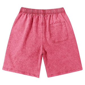 Custom Men's Sweat Acid Wash Casual Shorts Eco-Friendly 260 280 300 GSM Cotton Raw Hem <b>Drawstring</b> Screen Printing Logo Design - Product Image 3