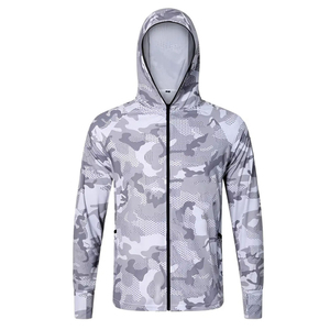 Sudadera con Capucha de Pesca con Estampado de Camuflaje, Protección UV, Chaqueta Ligera con Cremallera, Ropa Deportiva de Verano para Exteriores, Venta al por Mayor, Pedido a Granel - Product Image 5
