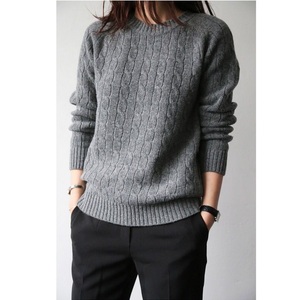 Pull-over pour femme de qualité supérieure, couleur unie, col décontracté, tricot d'automne et d'hiver, mode, chaud, broderie sur le devant, 100% coton - Product Image 1