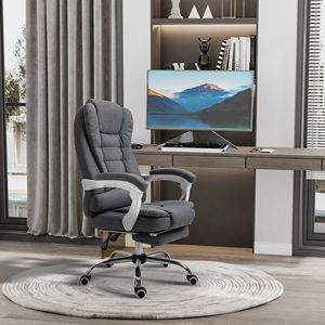 Sedia da Ufficio Ergonomica Grigio Scuro Certificata BIFMA, Sedia Direzionale con Poggiapiedi Retrattile, Altezza Regolabile, Reclinabile in PU - Product Image 2
