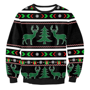 <b>Christmas</b> Elf Costume Pullover Sweatshirt Red Green Striped Sleeve Crewneck Sublimation Top - Product Image 6