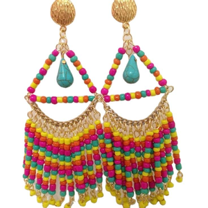 Customized <b>handmade</b> seed beaded embroidery <b>handmade</b> <b>earring</b> for girls from India by MD HANDICRAFTS - Product Image 1