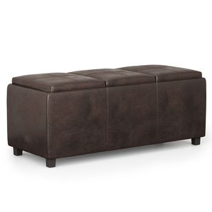 Pouf contenitore Avalon da 42 pollici in pelle vegana marrone anticata - Categoria prodotto: Pouf e ottomane - Product Image 1