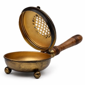 Brûleur d'encens en laiton avec poignée en bois, diffuseur aromatique, utilisation toute saison - Product Image 4