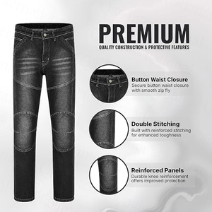 Pantalon en jean pour moto, doublure en fibre d'aramide, logo personnalisé, streetwear, jeans de moto avec protections amovibles CE - Product Image 2