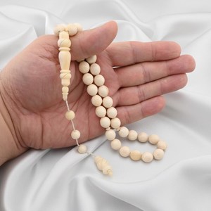 Rosario Islámico Moderno Hecho a Mano con 33 Cuentas de Hueso de Camello Talladas, Ecológico, Tasbih Misbaha WAC-0916 - Product Image 3