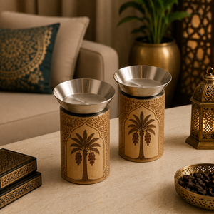 Trendy Printed Wood With Metal Bowl Arabic <b>Bakhoor</b> Burner <b>Oud</b> Holder Decorative Mabkhara Special For Ramadan Eid Gift Home Decor - Product Image 2