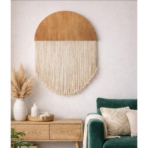 Décoration murale en macramé circulaire, style bohème, en fibres naturelles, pièce unique, emballage individuel - Product Image 3