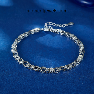 Platinum 925 Sterling Silver Zircon Inlay Heart Cut Diamond Chain Bracelet Twisted <b>Link</b> Anklet Jewelry for Women Daily Wear - Product Image 4