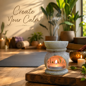 Handcrafted Natural Soapstone Essential Oil Burner | Tea Light <b>Wax</b> <b>Melt</b> Warmer Aromatherapy Diffuser for Home Spa Decor Gifts - Product Image 2