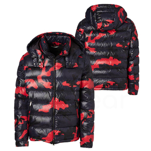 Men's Hooded Puffer Jacket Camouflage Print Down Filled Windproof Casual Winter <b>Coat</b> <b>Zipper</b> Closure Regular Fit - Product Image 4