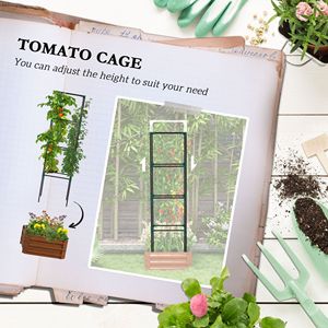Fioriera Classica 60x60x185 cm in Acciaio Zincato Marrone, Letto da Giardino Rialzato, Gabbia per Pomodori per Piante Rampicanti con Drenaggio 2L - Product Image 4