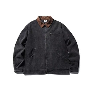 OEM <b>Mens</b> Vintage Washed <b>Canvas</b> Work <b>Jacket</b> Heavyweight Cotton Zipper Pockets Cotton <b>Canvas</b> <b>Jacket</b> - Product Image 1
