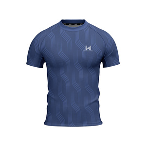 Camiseta Deportiva de Compresión para Hombre, Cuello Redondo, Manga Corta, Estampado Geométrico, Secado Rápido, 100% Poliéster, para Todas las Temporadas, Yoga - Product Image 4