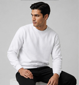 Sweat-shirt à col rond en coton lourd pour homme, coupe régulière, coupe ample, manches longues, sweat-shirt d'hiver en polaire pour homme - Product Image 5