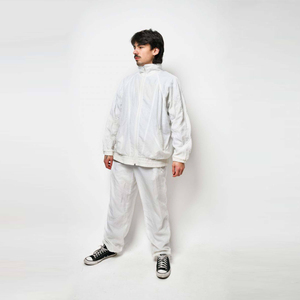 New Vintage Hooded Solid Plain <b>White</b> Color Unisex Tracksuit Set Customizable Full <b>Zip</b> <b>up</b> Long Sleeve - Product Image 1