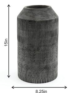 Handmade Modern Wooden <b>Round</b> <b>Table</b> Vase with Carved Flowers for Home Decor - Product Image 4