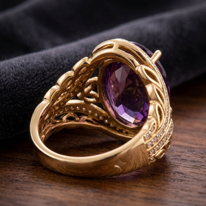 Best Selling Blue Amethyst 925 Sterling Silver 18K Gold Plated <b>Ring</b> US 6 8g Trendy Wholesale Top Product - Product Image 2
