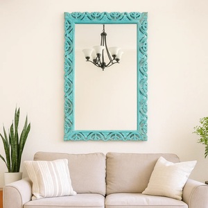 Premium Decorative Accent Mirror for Living Room Handcrafted Scroll Detailing with Sophisticated Coastal Charm - Product Image 1