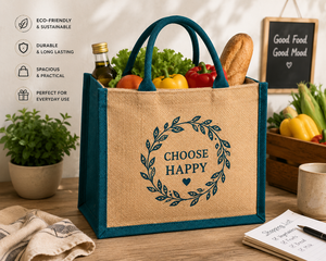 Sac fourre-tout en jute personnalisé de qualité supérieure avec fermeture à glissière, écologique, réutilisable, pour les courses, 35x30x15cm - Product Image 3