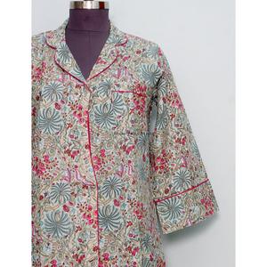 Chemise Kimono Bohème Mi-Longue pour Femme Indienne, en Coton Élégant, Vêtement de Nuit avec Ceinture à Nouer et Boutons Décoratifs, Coupe Ample et Confortable - Product Image 2