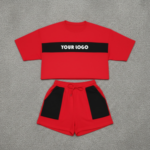 Factory Wholesale 2 Piece <b>Set</b> Women 100% Cotton Material Lightweight Customized Logo Printing Shorts And T-shirt <b>Set</b> - Product Image 4