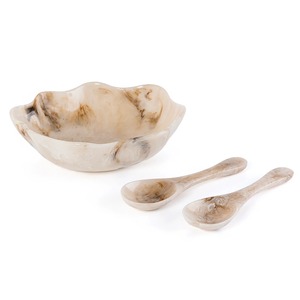 Bol en résine époxy polie fait main avec plateau surélevé et soucoupes pour une mise en scène élégante et des bols de vaisselle - Product Image 3