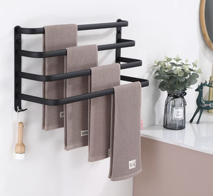 OEM/ODM Vietnam Modern Space Aluminum White 4-Layer Towel Holder Wall Mounted Bathroom Towel Rack Towel <b>Bar</b> - Product Image 4