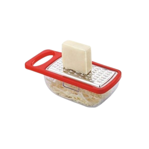 Rallador de Queso de Acero Inoxidable con Contenedor de Almacenamiento y Mango, Cortador Manual de Verduras, Caja para Alimentos, Utensilio de Cocina Rojo Transparente - Product Image 1